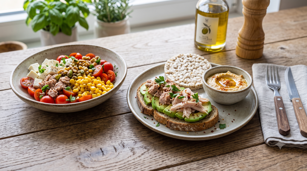 🥗 CENA POST ENTRENO DEFINITIVA: ENSALADA CRUNCHI, TOSTADAS DE AGUACATE Y TORTA CON HUMMUS&nbsp;🥗